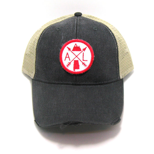 Alabama Hat - Distressed Snapback Trucker Hat - Alabama Arrow Compass