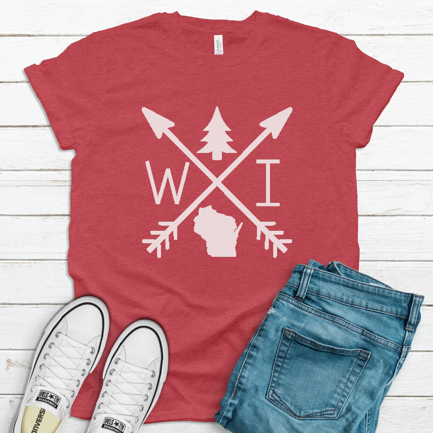 Wisconsin Arrows T-Shirt - Heather Red - ready to ship