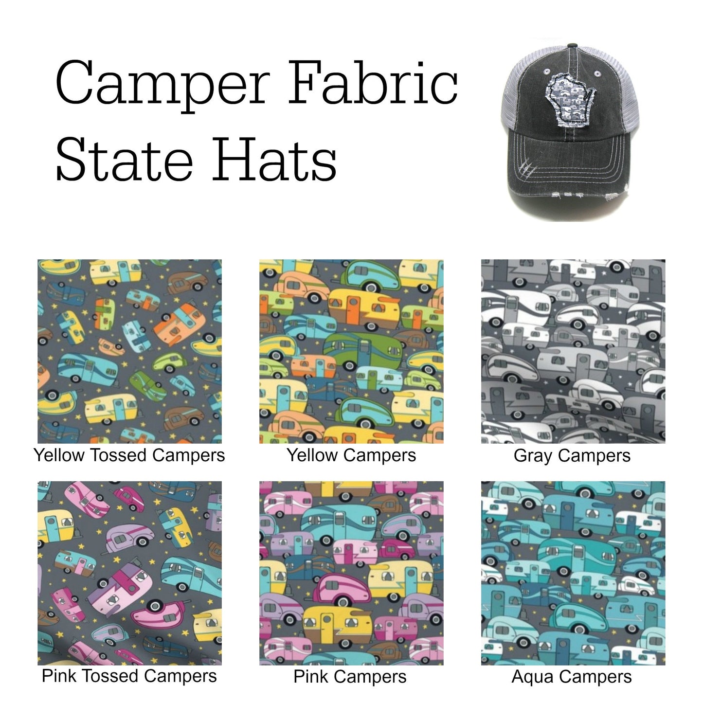Gray Distressed Trucker Hat | Camping Hat | All States Available