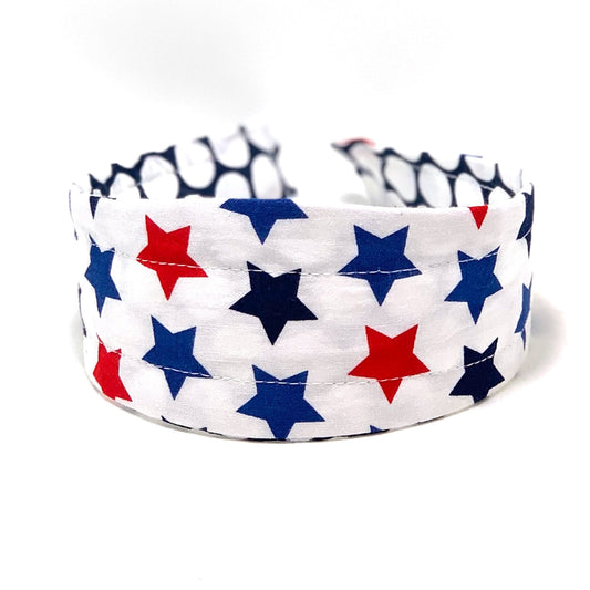 Comfortable Reversible Handmade Fabric Headband - Stars and Dots