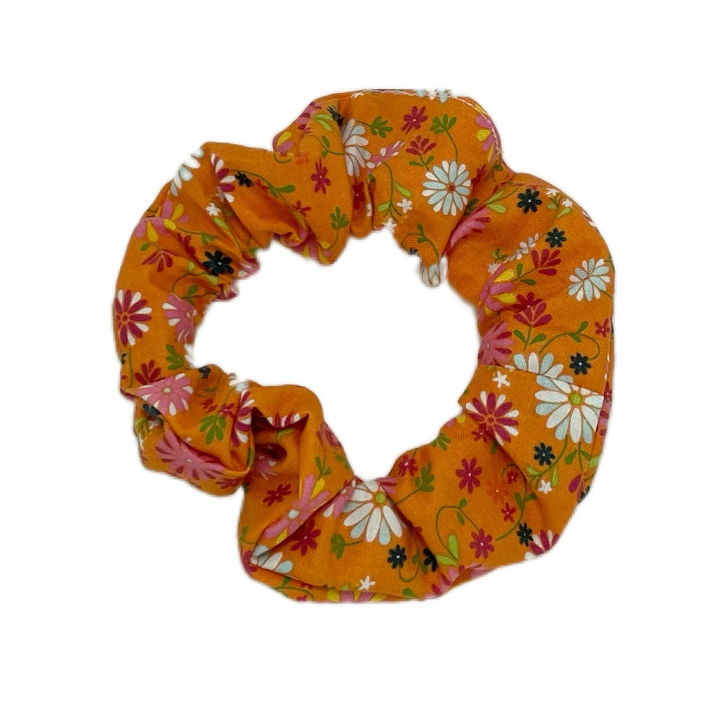 Hair Scrunchie | Bright Orange Vintage Floral