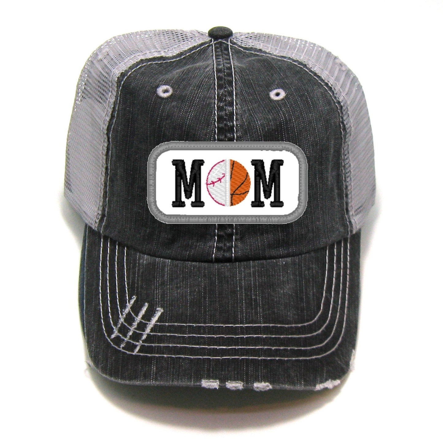 Baseball & Basketball Mom Patch | Distressed Trucker Hat