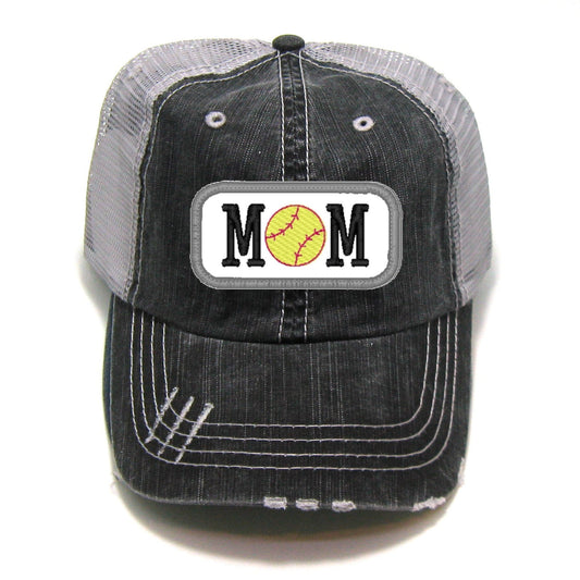 Softball Mom Patch | Distressed Trucker Hat