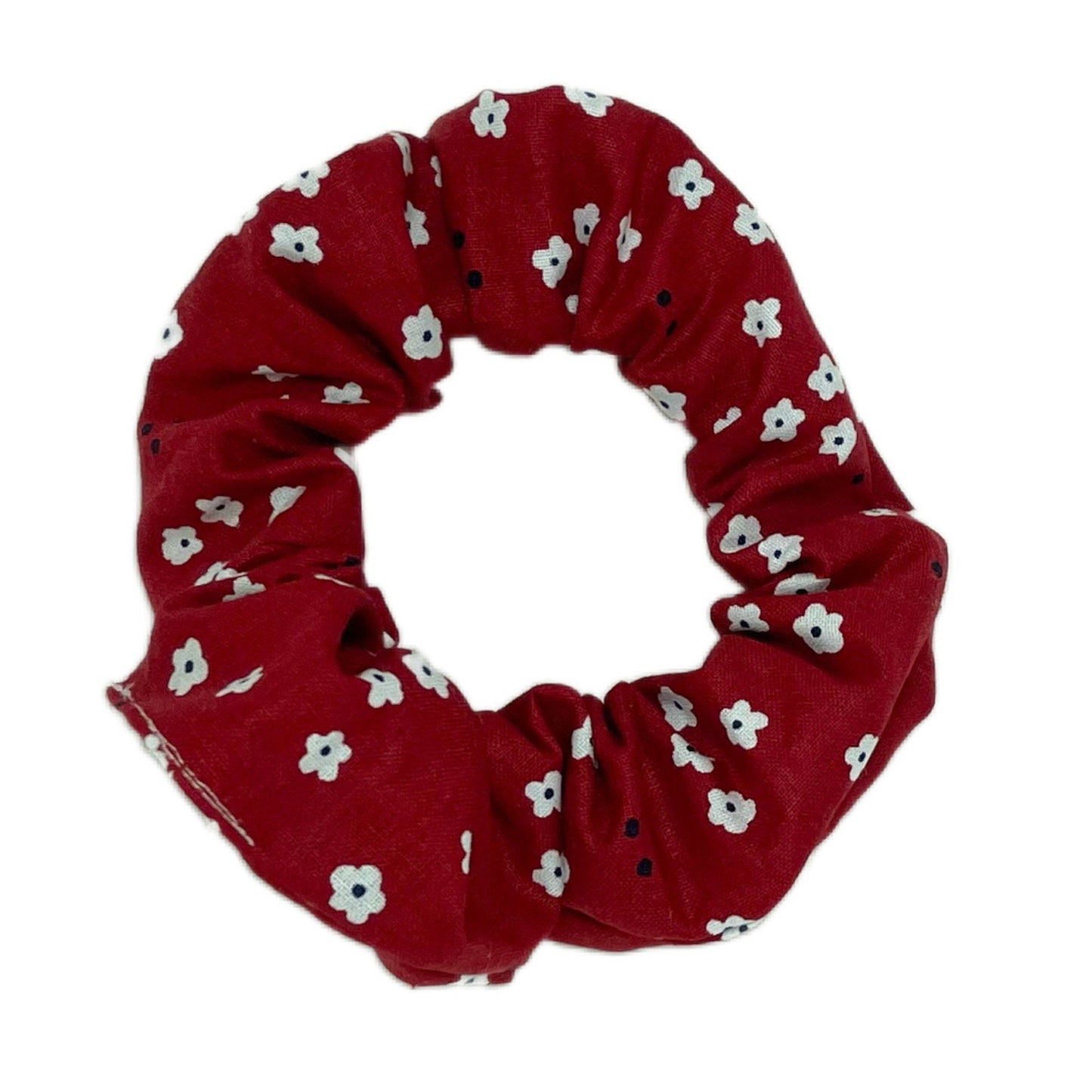 Hair Scrunchie | Red with White Petite Floral