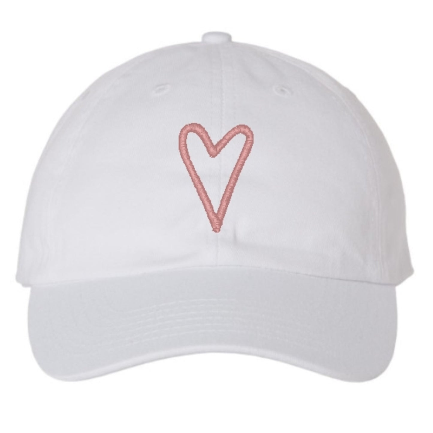 Youth/Small Boho Heart Dad Hat | minimalist Embroidered White Baseball Cap | Valentine's Day