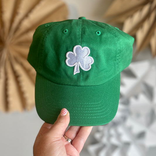 Youth/Small Sized Puffed Shamrock St. Patrick's Day Embroidered Dad Hat | Green Baseball Cap | St. Paddy's Day
